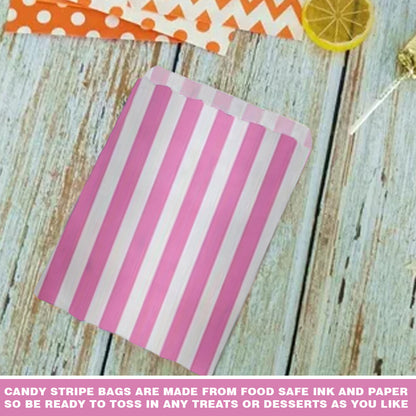 1000 x Candy Paper Bags Striped Sweets Treats Parties Birthday Wedding 7" x 9"