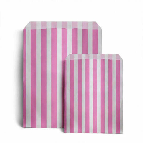 100 x Candy Paper Bags Striped Sweets Treats Parties Birthday Wedding 5" x 7"