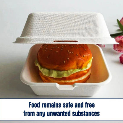 1000 x Burger Boxes 6" (450ml) Biodegradable Bagasse Takeaway Container