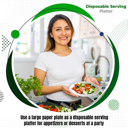 100 x White Paper Plates 9" (23cm) Disposable Dishes for Catering Supply Parties