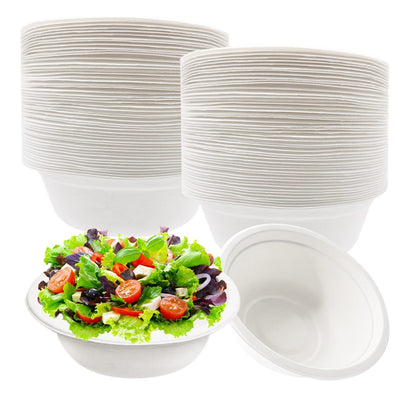 1000 x Bagasse Party Bowls 6oz & 12oz White Sugarcane Fiber Biodegradable Bowl