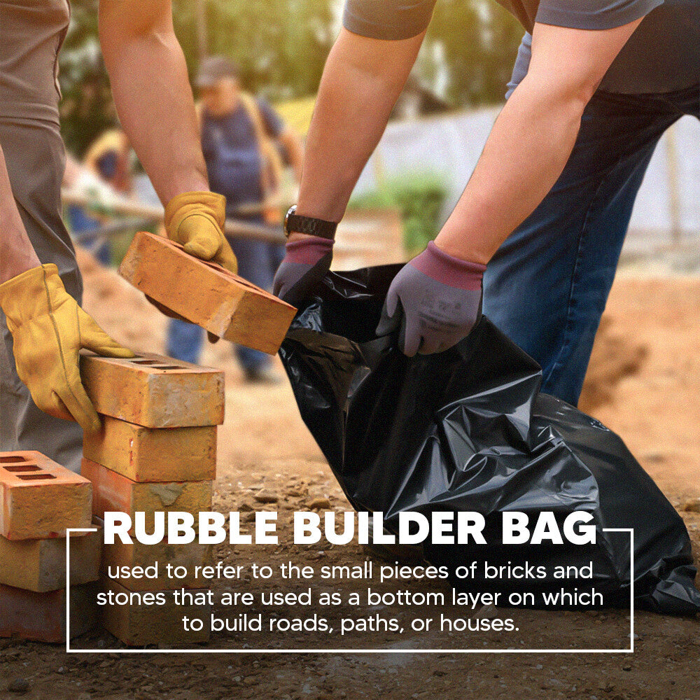 Rubble Sacks Heavy Duty 20" x 30" 500Gauge Black Builder Bags Up to 25kg Hold