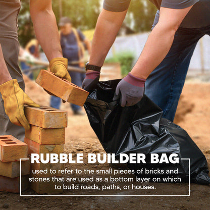 Rubble Sacks Heavy Duty 20" x 30" 500Gauge Black Builder Bags Up to 25kg Hold