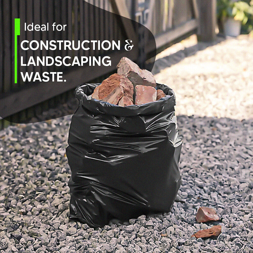 Rubble Sacks Heavy Duty 20" x 30" 500Gauge Black Builder Bags Up to 25kg Hold