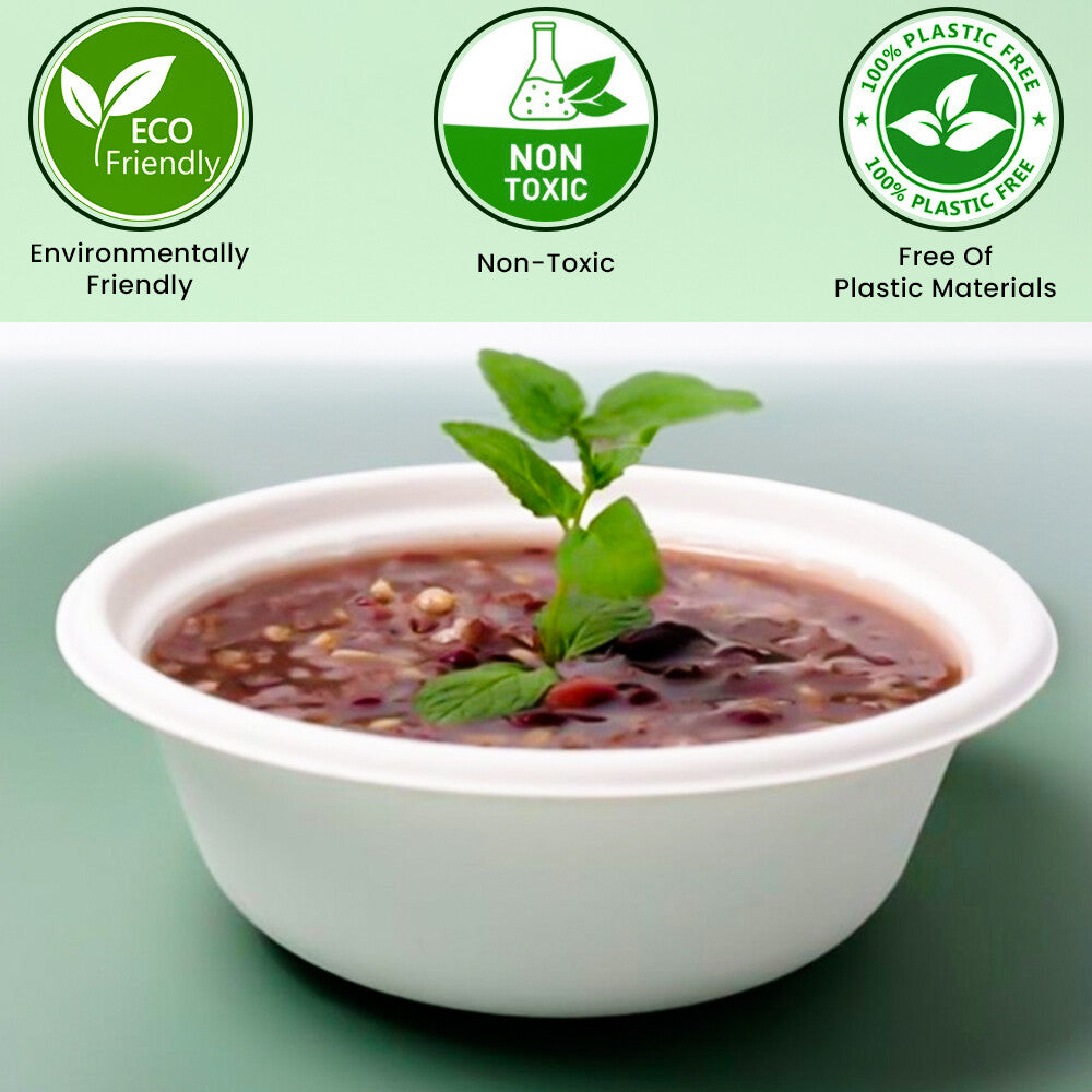 1000 x Bagasse Party Bowls 6oz & 12oz White Sugarcane Fiber Biodegradable Bowl