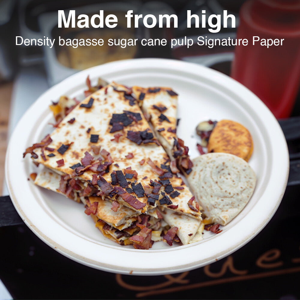 1000 x Bagasse Paper Plates 7 / 9 / 10 Inch White Biodegradable Sugarcane Dishes