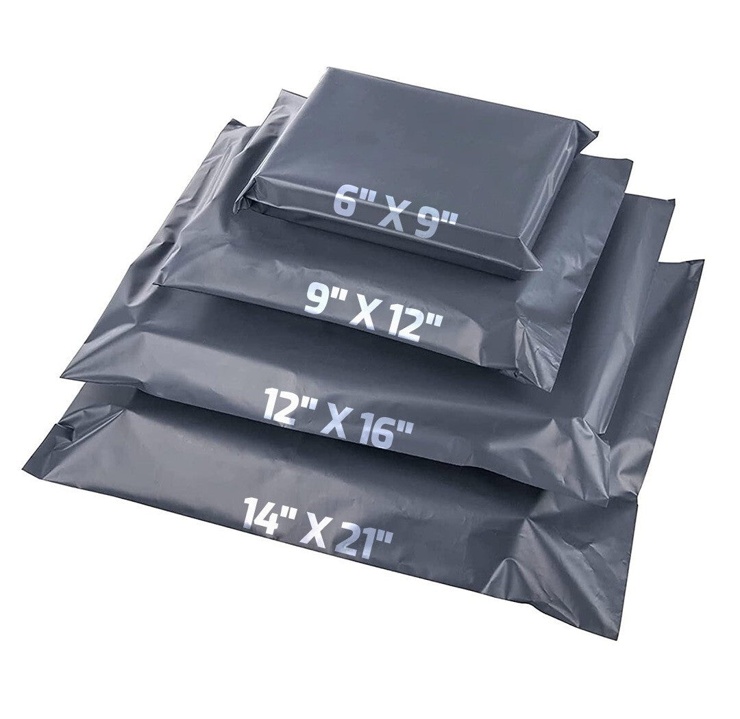 100 x Grey Mixed Size Mailing Bags 6 x 9, 9 x 12, 12 x 16, 14 x 21  (25pcs Each)