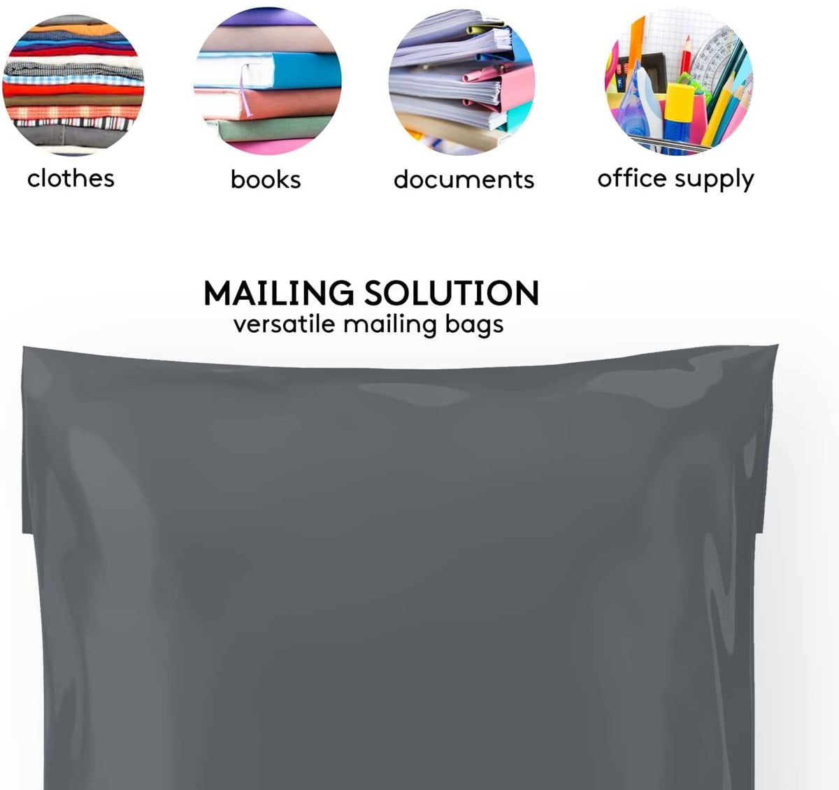 100 x Grey Mixed Size Mailing Bags 6 x 9, 9 x 12, 12 x 16, 14 x 21  (25pcs Each)