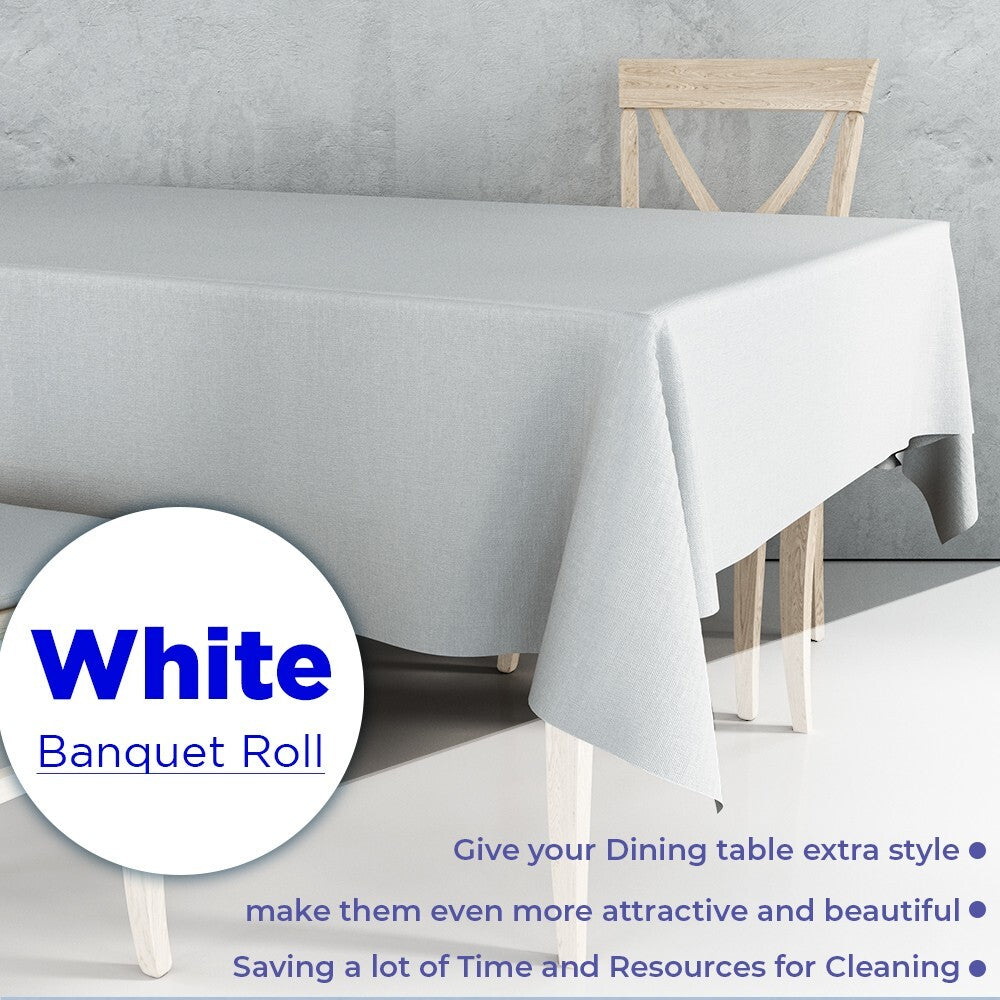 Paper Banquet Roll 50m x 1.14m White Protective Disposable Table Clothes Roll