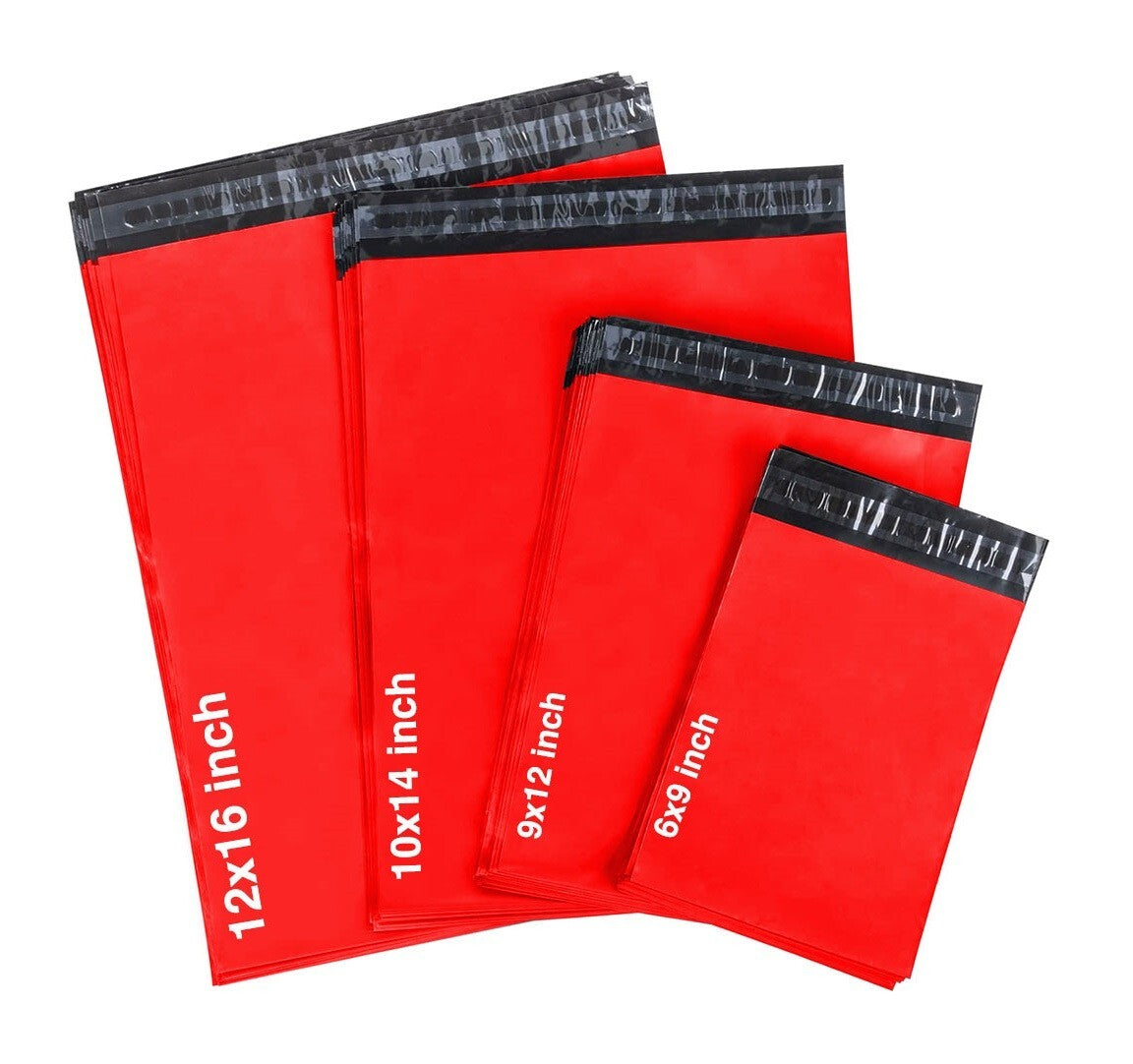 60 Red Mixed Size Mailing Bag 6 x 9, 9 x 12, 10 x 14, 12 x 16 (Each Size 15pcs)