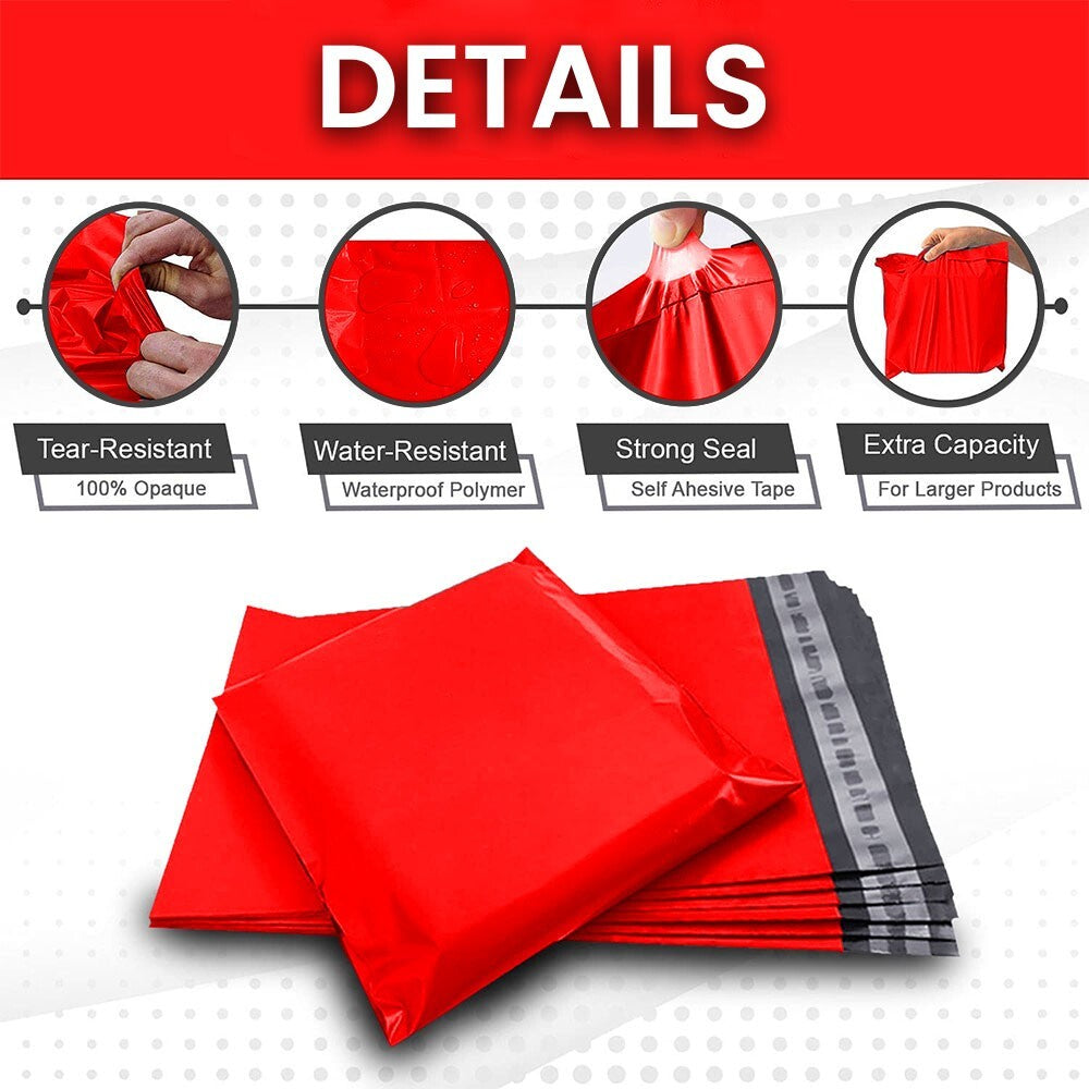 60 Red Mixed Size Mailing Bag 6 x 9, 9 x 12, 10 x 14, 12 x 16 (Each Size 15pcs)