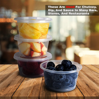 Reusable Clear Plastic Round Food Container with Lid for Sauce Deep - All Size