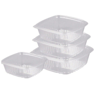 500 x Hinged lid Salad Container 1000cc Clear Plastic Food Takeaway Storage