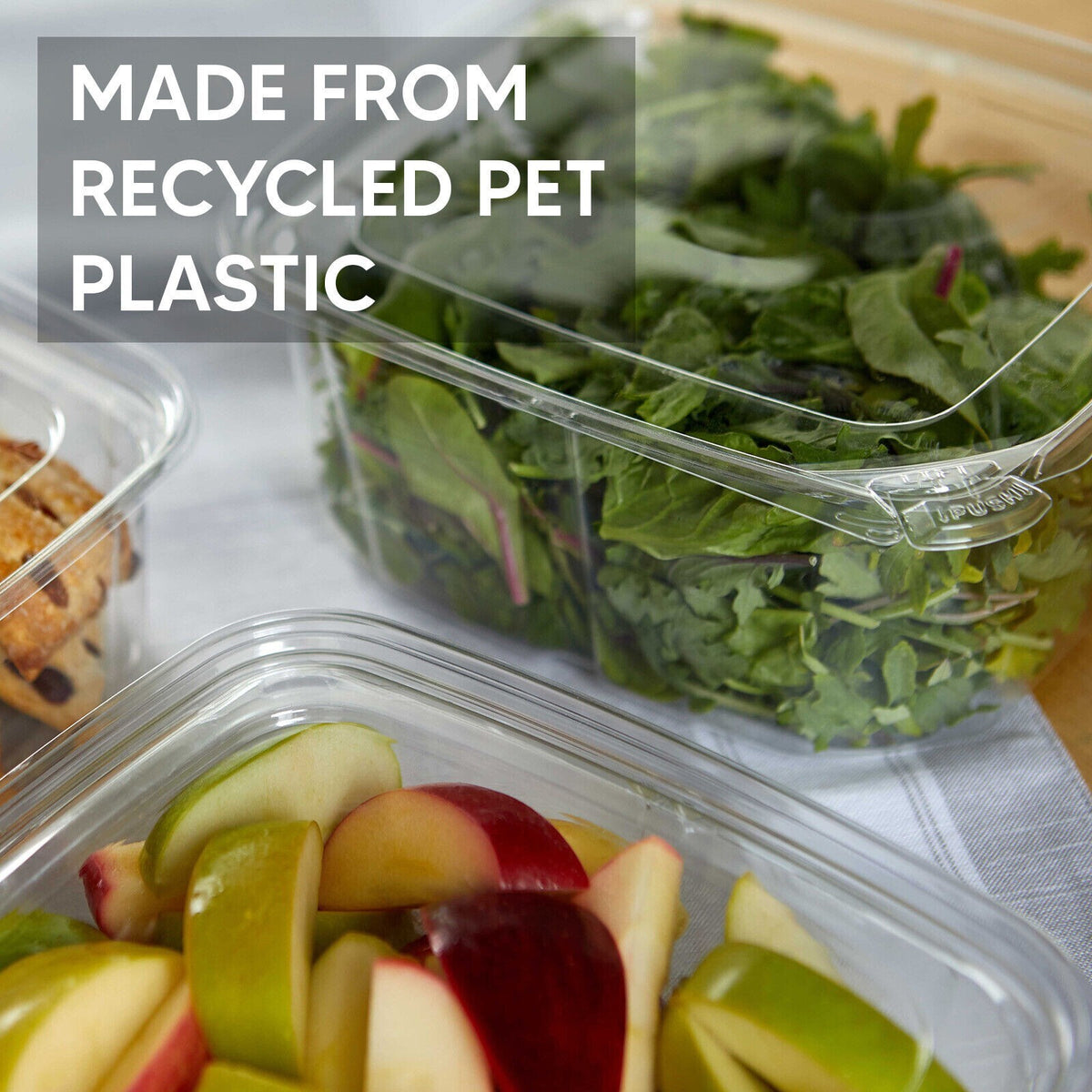 200 x Hinged lid Salad Container 500cc Clear Plastic Food Takeaway Storage