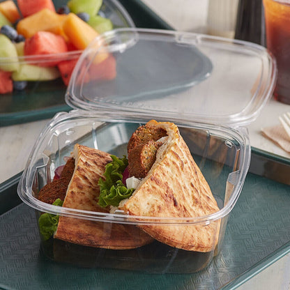 100 x Hinged lid Salad Container 250cc Clear Plastic Food Takeaway Storage