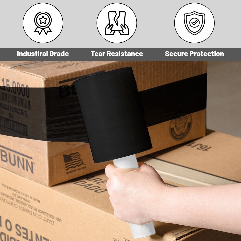 25 x Black Handy Pallet Wrap Mini Stretch Shrink Cling Film 100mm x 150m 17mu