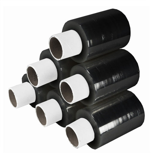 2 x Black Handy Pallet Wrap Mini Stretch Shrink Cling Film 100mm x 150m 17mu