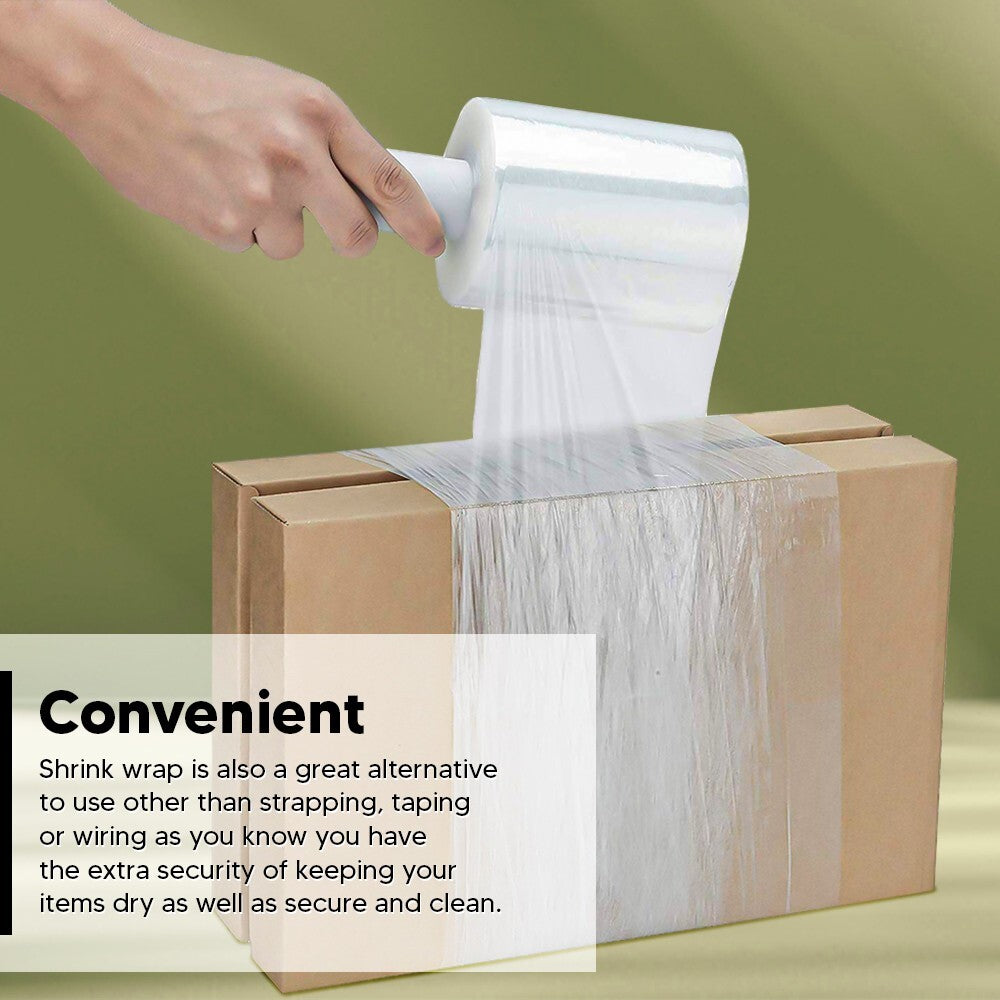 3 x Clear Handy Pallet Wrap Mini Stretch Shrink Cling Film 100mm x 150m 17mu