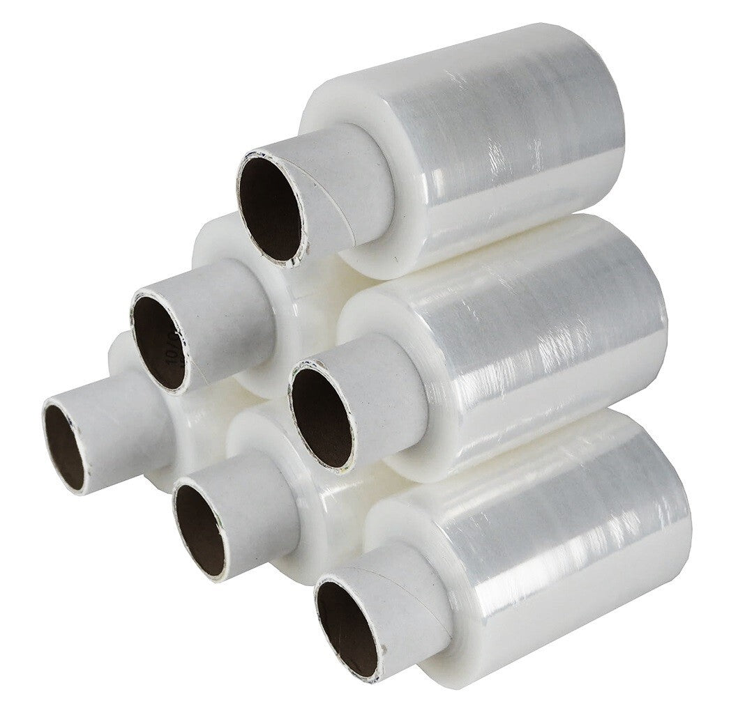 5 x Clear Handy Pallet Wrap Mini Stretch Shrink Cling Film 100mm x 150m 17mu