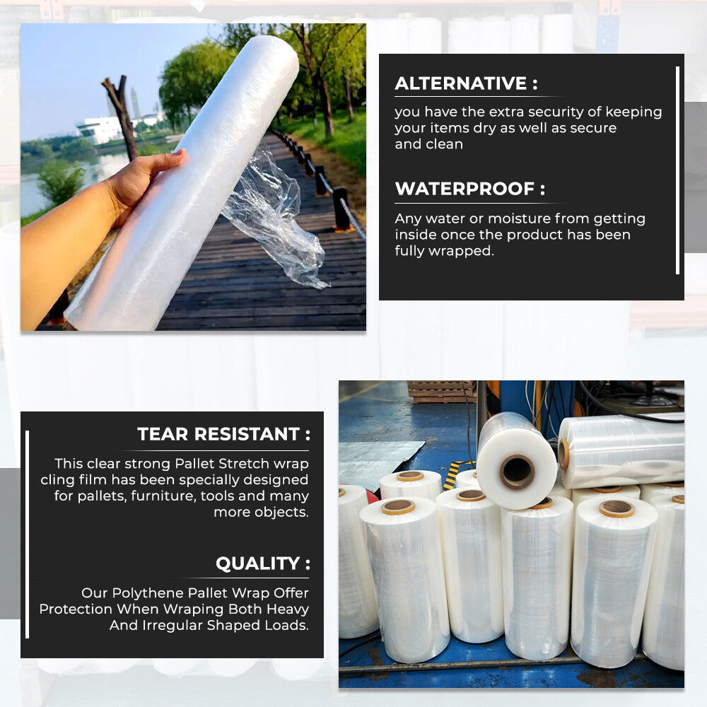 Pallet Wrap Clear Stretch Shrink Non Extended Wrapping Cling Film - All Sizes