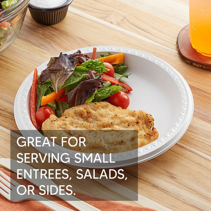 500 x Reusable Plastic Plates 10" (26cm) White Dinner Break Fast Party Catering