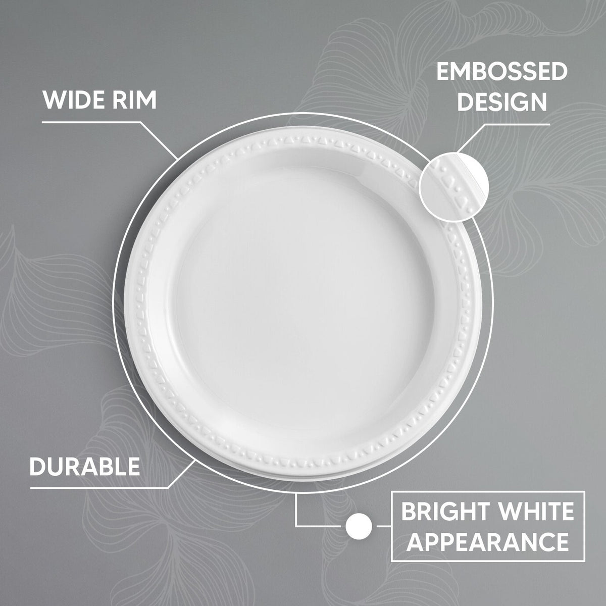 200 x Reusable Plastic Plates 7"(18cm) White Dinner Break Fast Party Catering