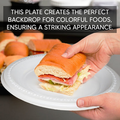 500 x Reusable Plastic Plates 7"(18cm) White Dinner Break Fast Party Catering