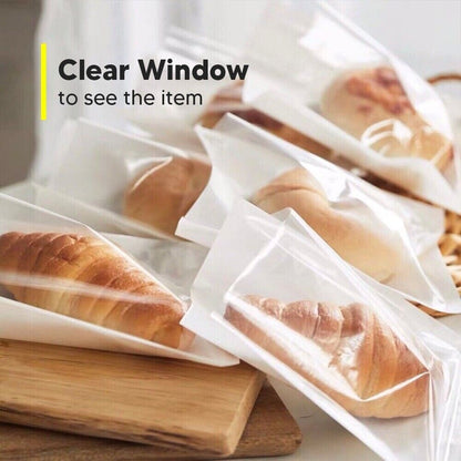 2000 x White Film Fronted Clear Window Paper Bags 10" x 12" Food Display Bags