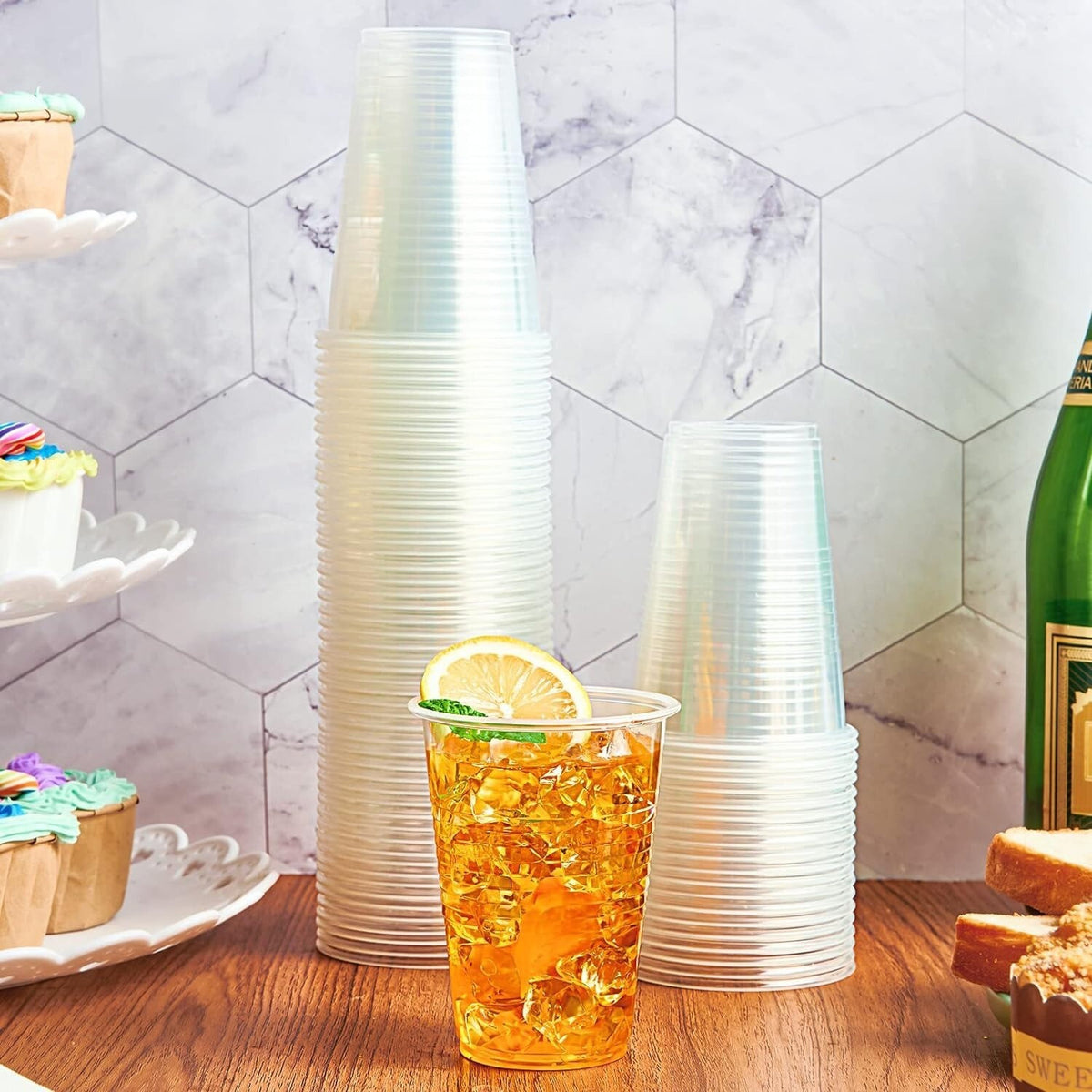 Plastic Drinking Cups Clear Reusable Vending Water Drinking Cups  7oz (220ml)