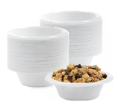 500 x Plastic Dessert Bowls 12oz (355ml) White Reusable Ice-cream Soup Bowls
