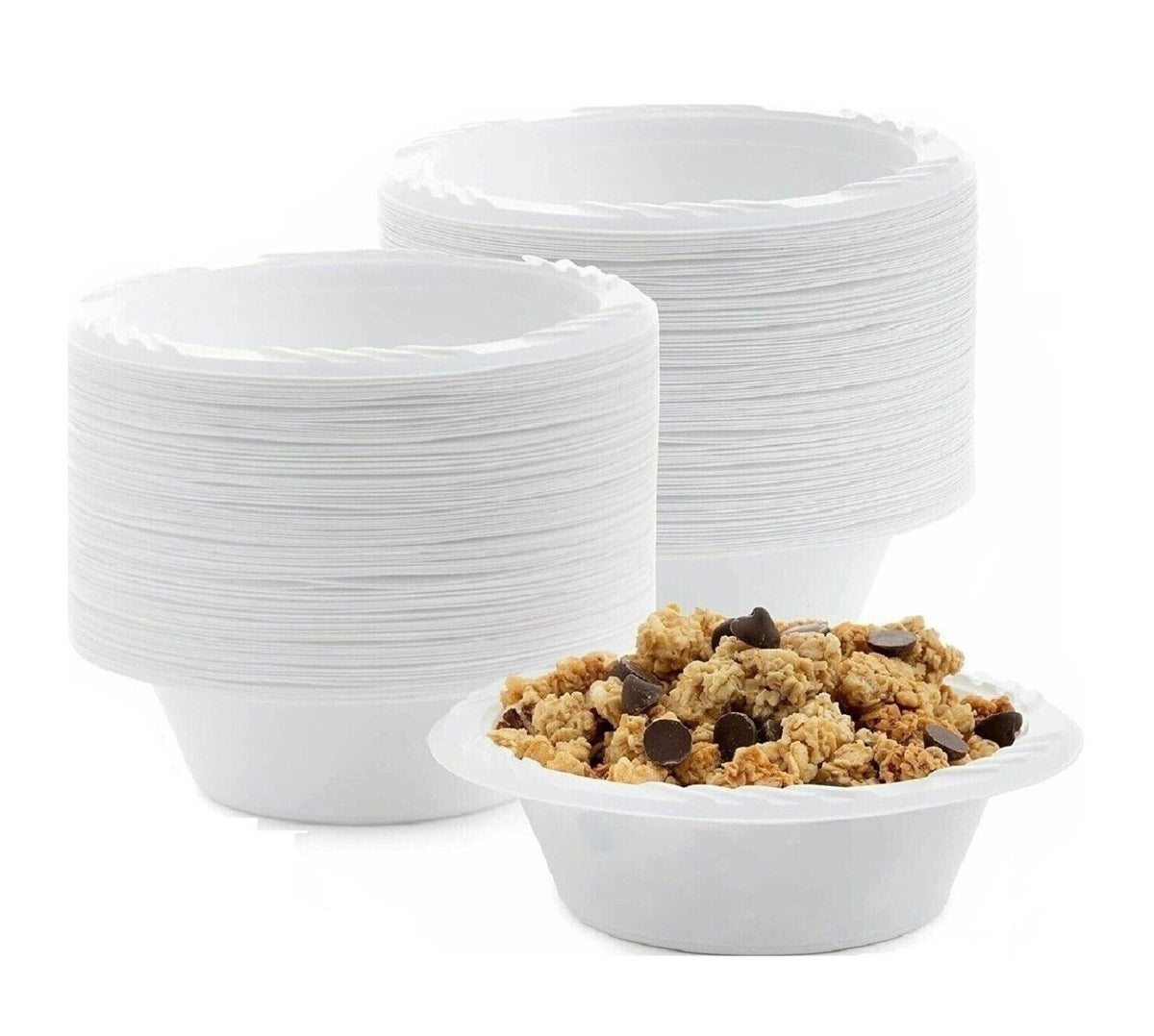 1000 x Plastic Dessert Bowls 12oz (355ml) White Reusable Ice-cream Soup Bowls