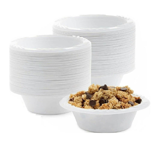 1000 x Plastic Dessert Bowls 12oz (355ml) White Reusable Ice-cream Soup Bowls