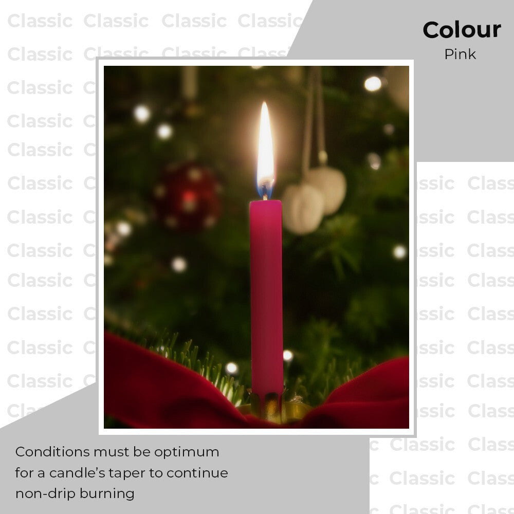 25 x Tapered Dinner Candles 190mm Unscented Paraffin Wax Long Burning Candle