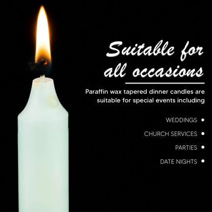 50 x Tapered Candles 190mm Paraffin Wax Dinner Unscented Long Burning Candles