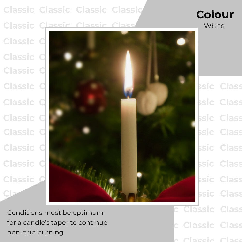 50 x Tapered Candles 190mm Paraffin Wax Dinner Unscented Long Burning Candles