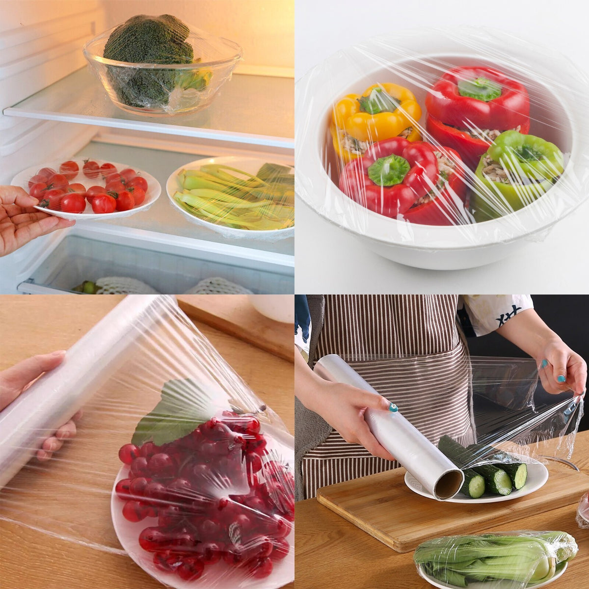 6 x Clear Poly Wrap PVC Catering Cling Film Plastic Food Wrapping Roll for Food