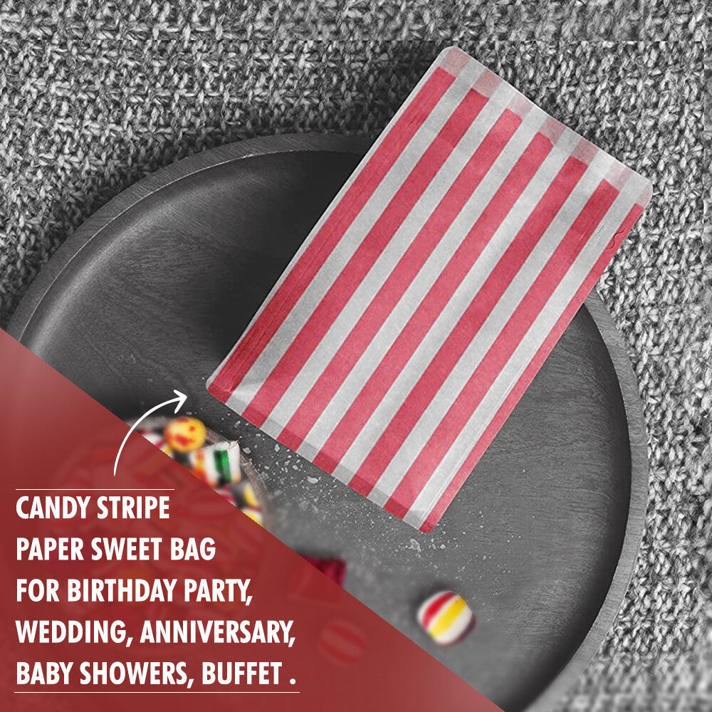 200 x Candy Paper Bags Striped Sweets Treats Parties Birthday Gifts Weddings