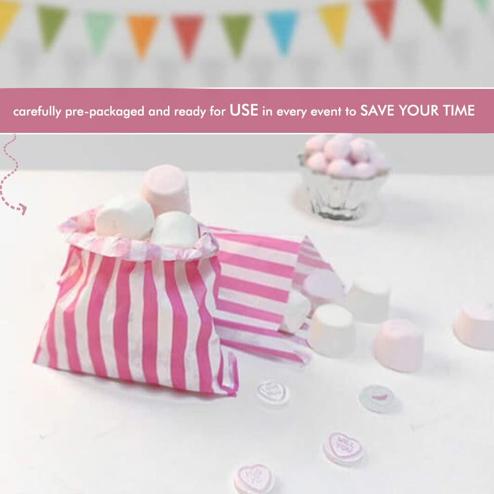 200 x Candy Paper Bags Striped Sweets Treats Parties Birthday Gifts Weddings