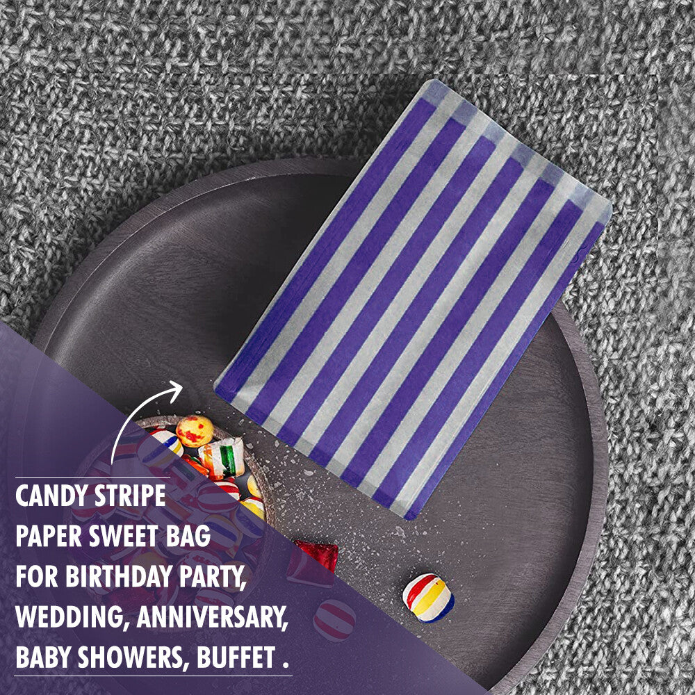 200 x Candy Paper Bags Striped Sweets Treats Parties Birthday Gifts Weddings