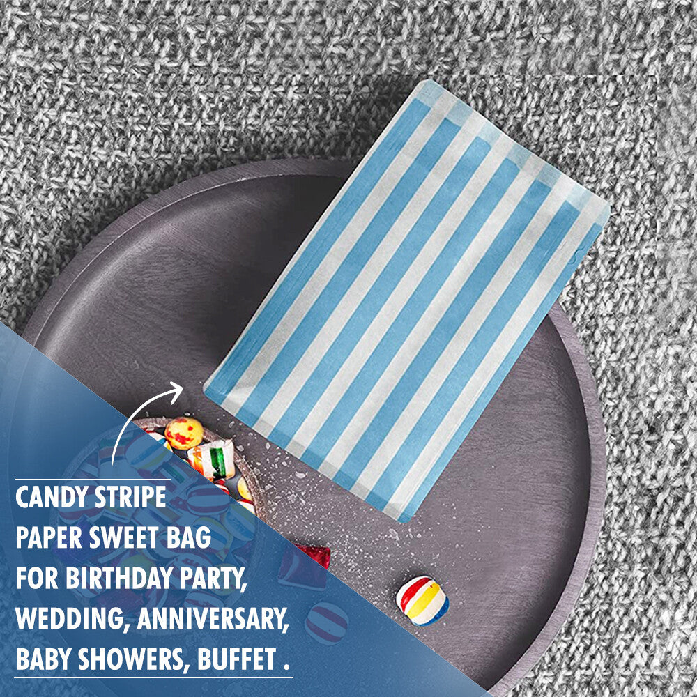 200 x Candy Paper Bags Striped Sweets Treats Parties Birthday Gifts Weddings