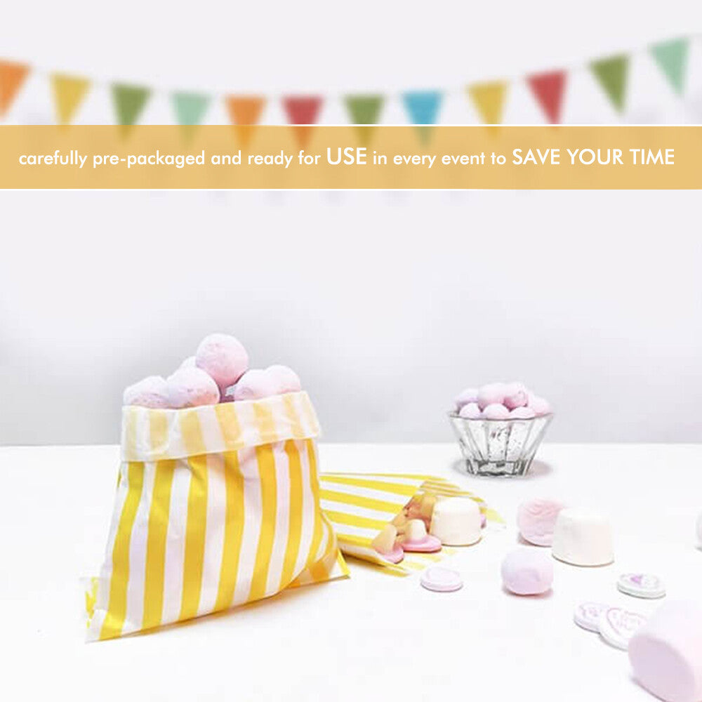 200 x Candy Paper Bags Striped Sweets Treats Parties Birthday Gifts Weddings