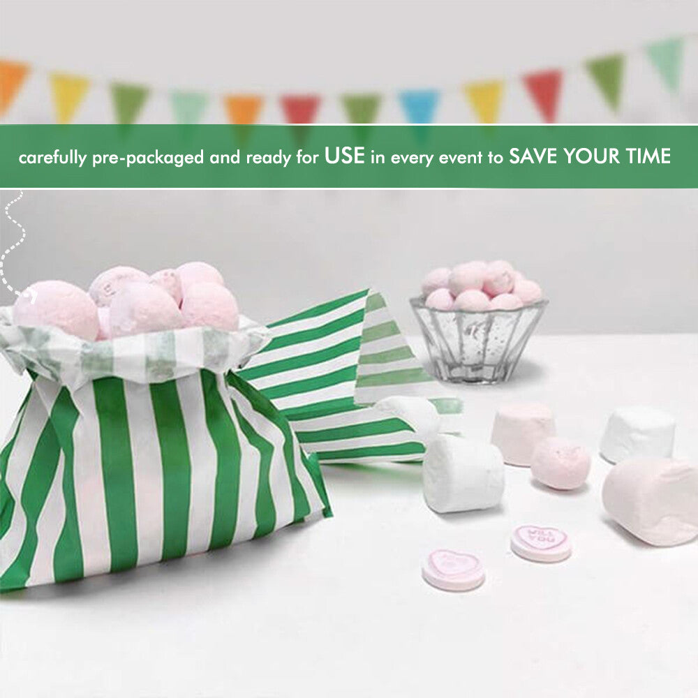 200 x Candy Paper Bags Striped Sweets Treats Parties Birthday Gifts Weddings