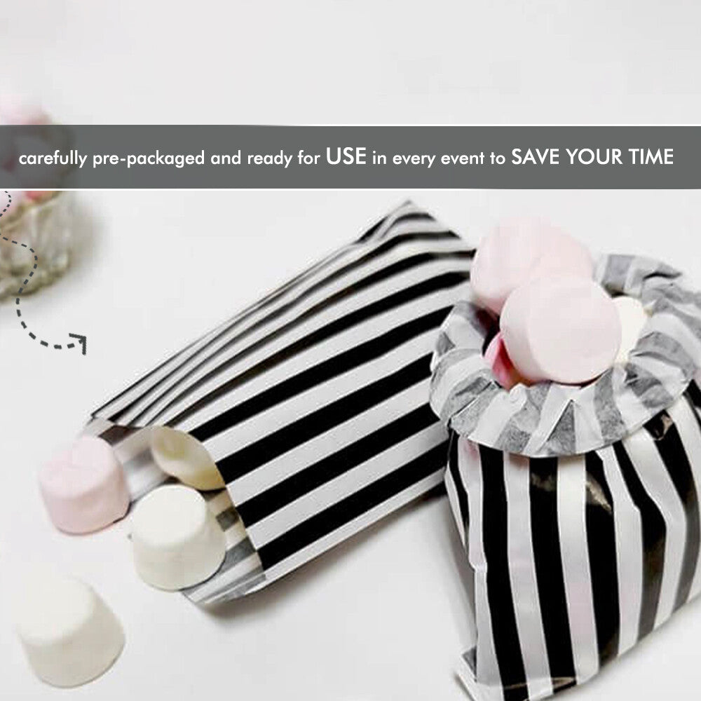 200 x Candy Paper Bags Striped Sweets Treats Parties Birthday Gifts Weddings