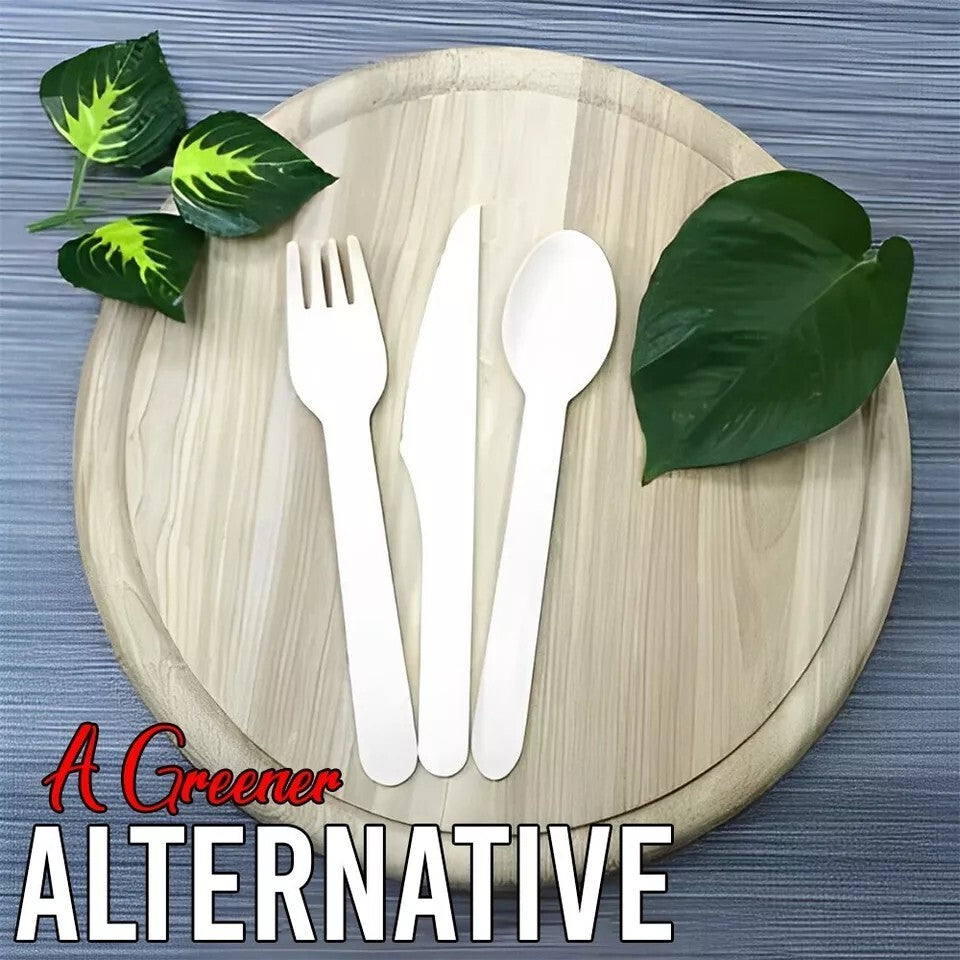 Bagasse Cutlery Set Mix Biodegradable 48pcs Spoons 48pcs Knives 48pcs Forks