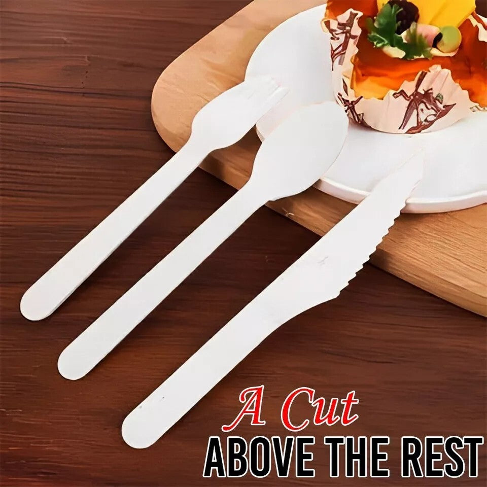 Bagasse Cutlery Set Mix Biodegradable 48pcs Spoons 48pcs Knives 48pcs Forks