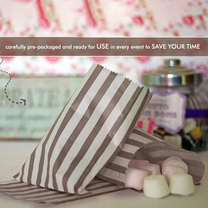 50 x Candy Paper Bags Striped Sweets Treats Parties Birthday Gifts Weddings