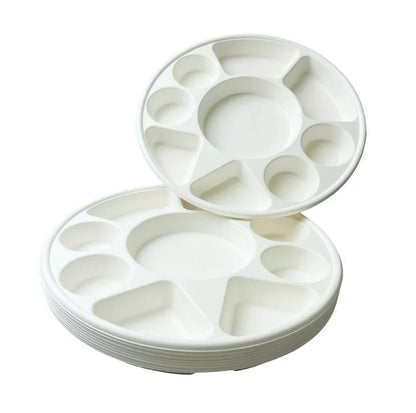 40 x Bagasse Compartment Plate 12" (30cm) Sugarcane White 9 Section Dishes