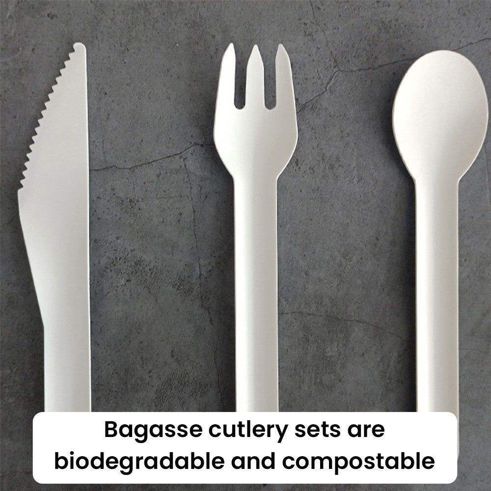 Bagasse Cutlery Set Mix Biodegradable 240pcs Spoons 240pcs Knives 240pcs Forks