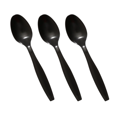Tithe Heavy Duty Plastic Spoons Knives Forks Black Reusable Mix Cutlery Set