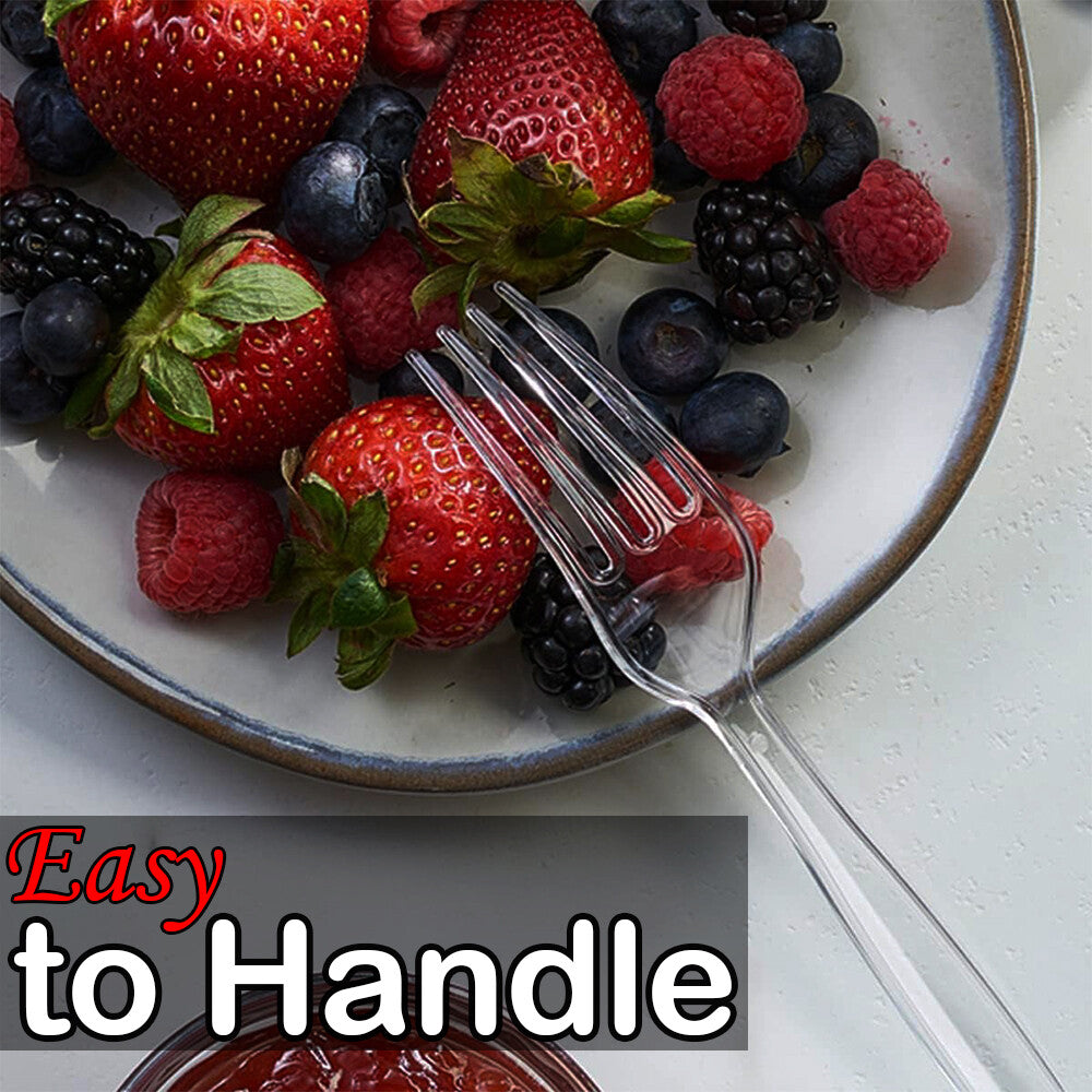 Tithe Heavy Duty Plastic Spoons Knives Forks Clear Reusable Mix Cutlery Set